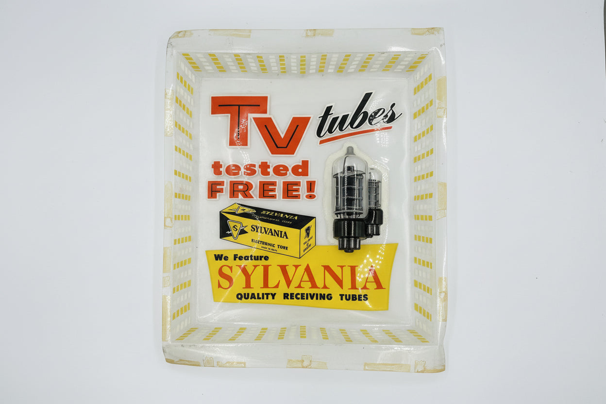 Vintage 1950s Sylvania TV Tubes Tested Free Counter Display Sign