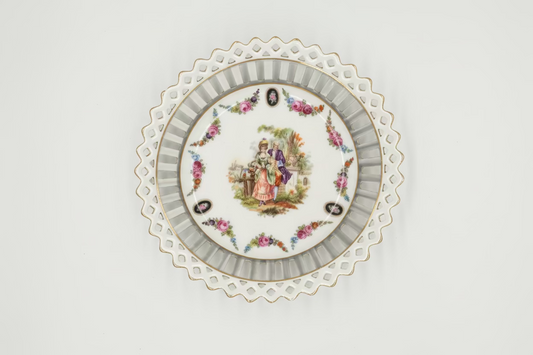 Victorian style plate Courting Couple Floral design made in Germany