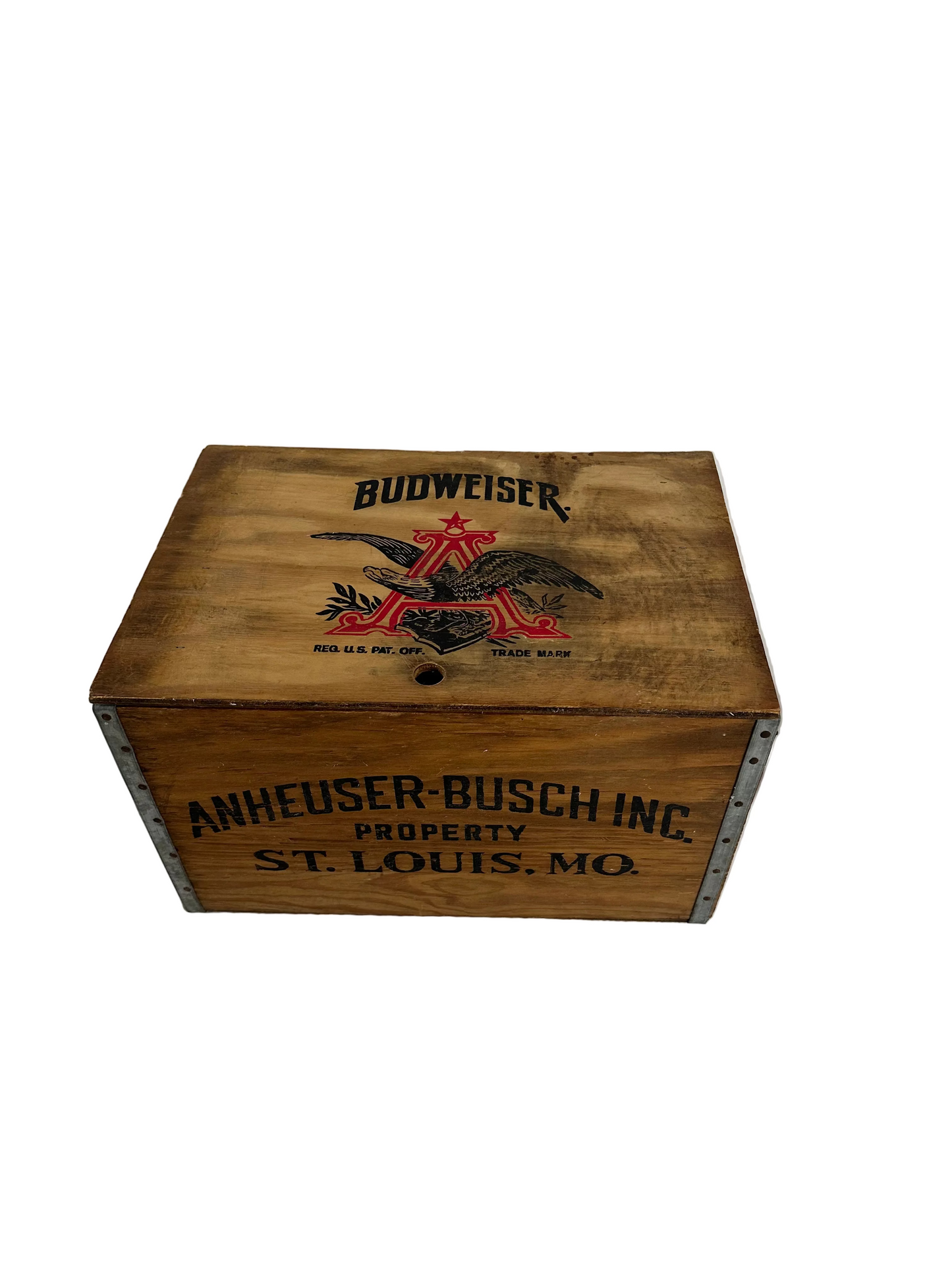 Vintage Budweiser Wooden Crate w/ Bottle Cap Checkers Game – Anheuser Busch St. Louis