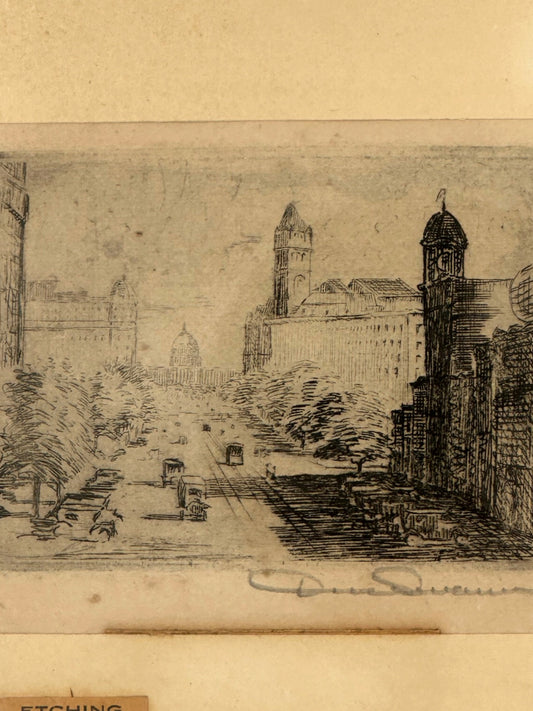 Vintage Don Swann Miniature Etching – Washington’s Hq. – Signed Original
