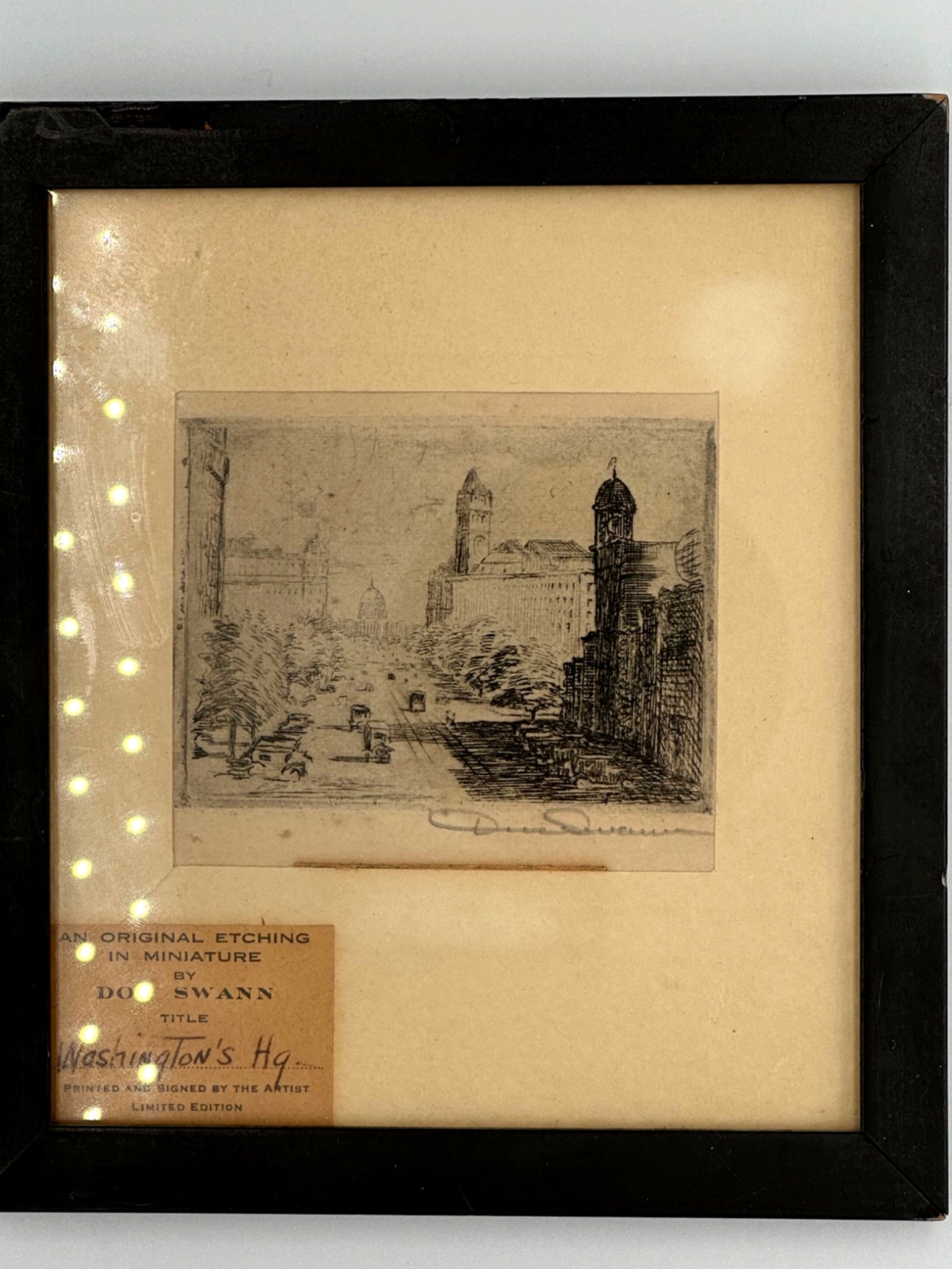 Vintage Don Swann Miniature Etching – Washington’s Hq. – Signed Original