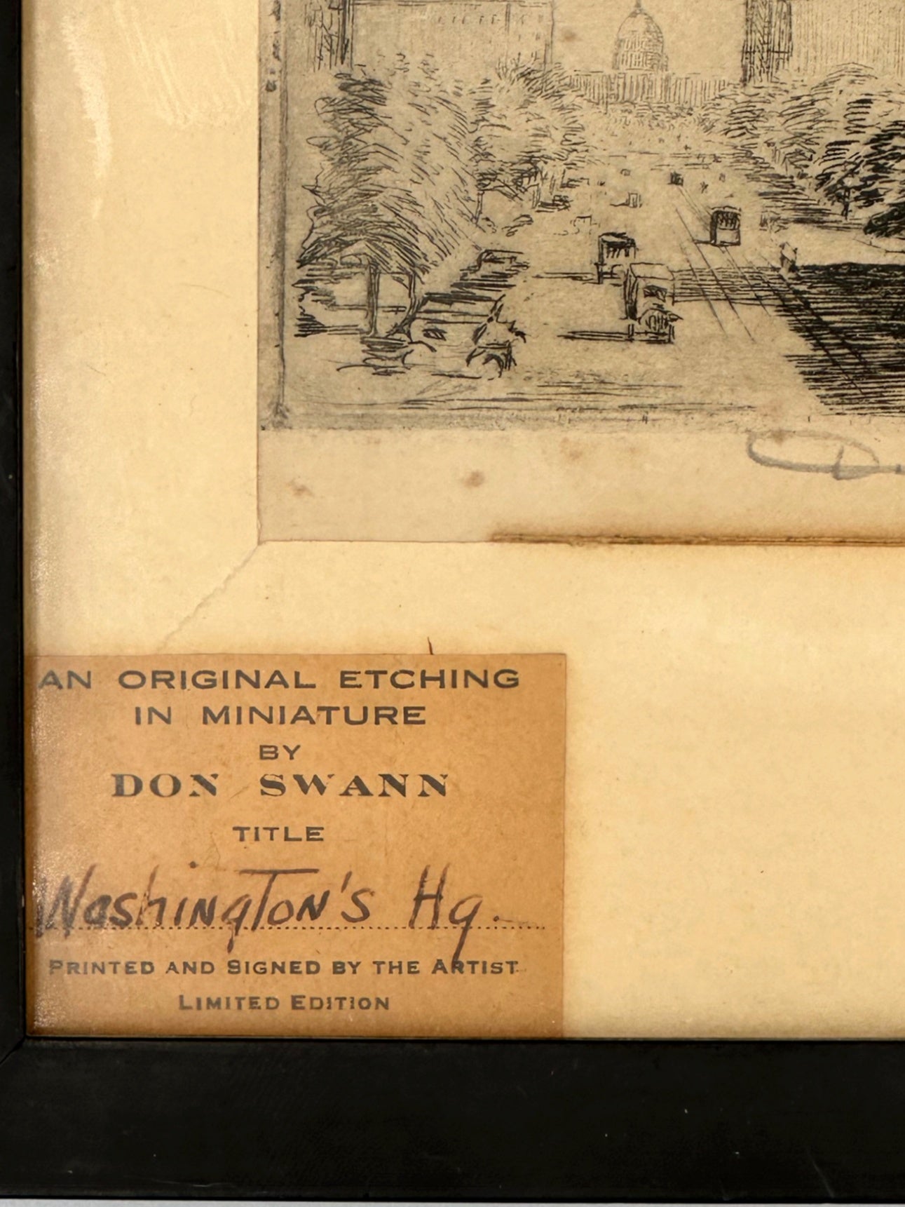 Vintage Don Swann Miniature Etching – Washington’s Hq. – Signed Original