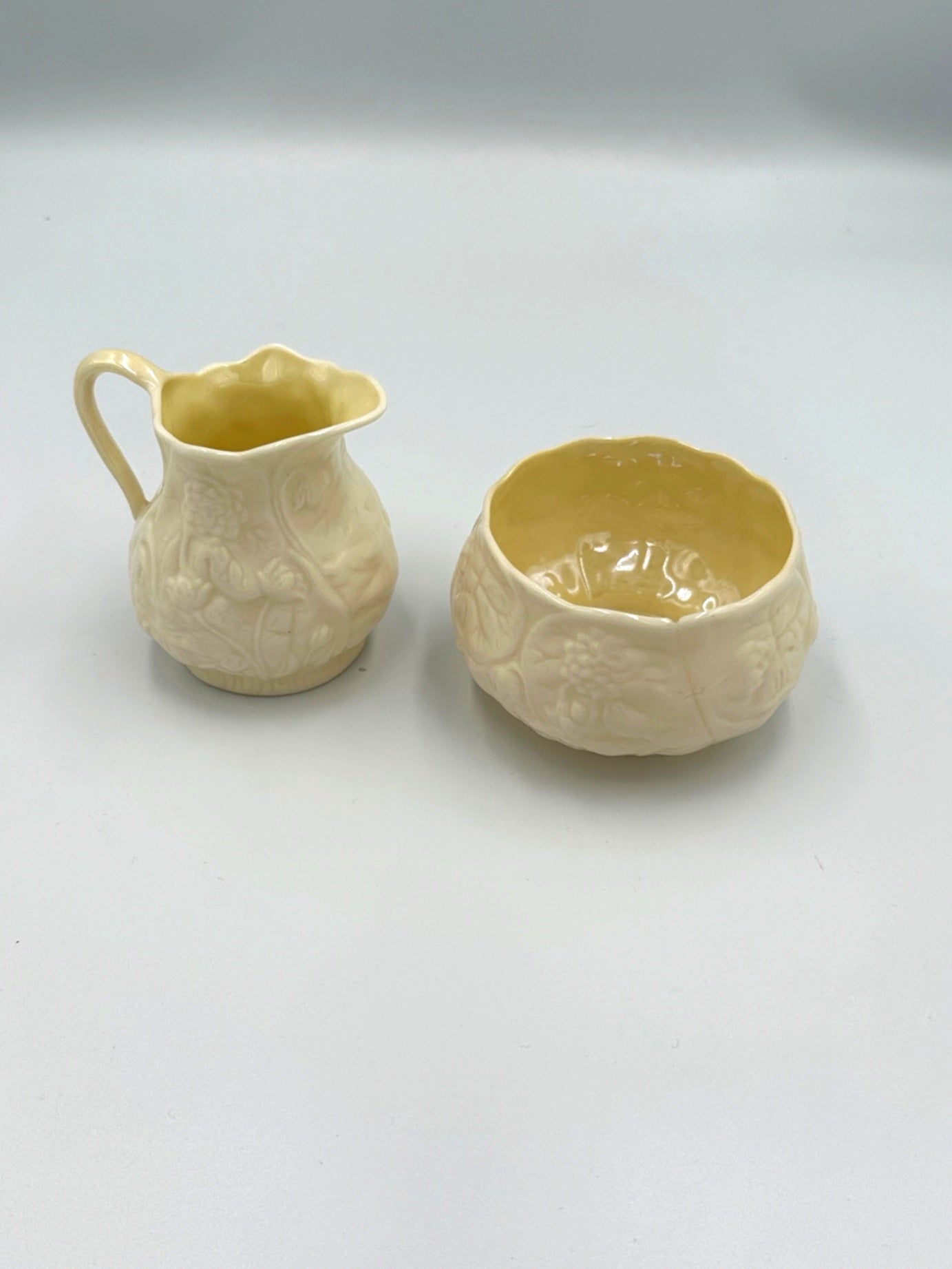 Vintage Belleek Ireland Creamer & Sugar Bowl Set