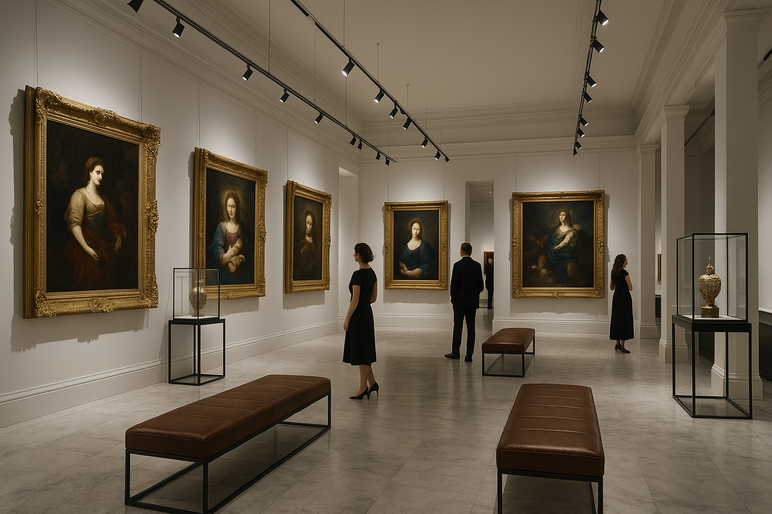 show a antique painting galary thats luxurious and sheek